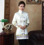 Veste Chinoise Femme Tang blanc