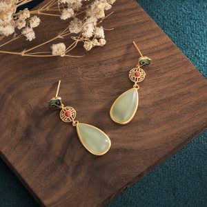Boucles D'oreilles Chinoise Jade