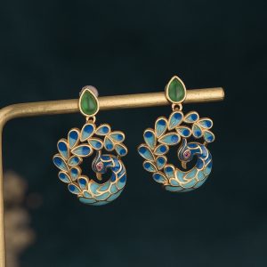 Boucles D'oreilles Chinoise Paon