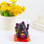 Chat Chinois Porte Bonheur Solaire Ornement Asiatique Articulée Sans Pile