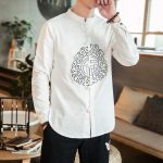 Chemise Chinoise Homme Coton Couleur Blanc