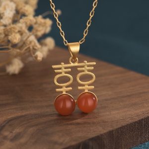 Collier Signe Chinois Caractère double Bonheur