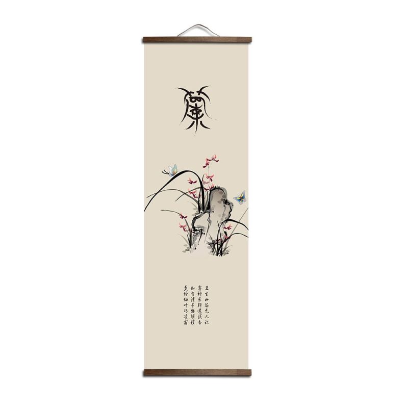 Estampe Chinoise Toile Asiatique Pour Décorer Avec Calligraphie