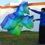 Éventails Chinois  de Danse Bleus et Verts 120x90cm