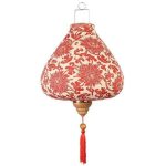 Lanterne Chinoise  en Soie Rouge et Blanc / 40cm