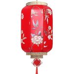 Lanterne Chinoise  Longue Rouge Fleur / 60CM