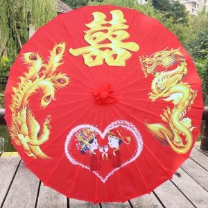 Ombrelle Chinoise Dragon Doré mariage