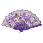 Éventail Chinois Motifs Floraux violet classe