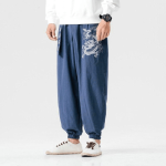 Pantalon Chinois Dragon  bleu