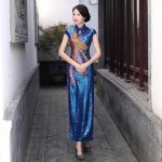 Robe Chinoise Symbole de la Femme bleu