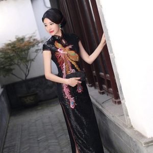 Robe Chinoise Symbole de la Femme noir