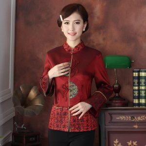 Veste Chinoise Femme Bordeaux