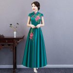 Robe Chinoise Patineuse Longue vert