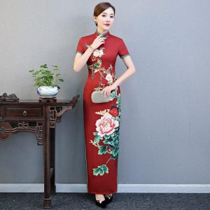 Robe Chinoise Pivoine Rouge