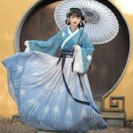 Hanfu Oriental bleu chine