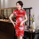 Robe à Fleurs Chinoise Rouge