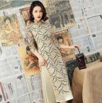 Robe Chinoise Tunique Traditionnelle beige