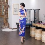 Robe Chinoise  à Fleurs Bleu / S