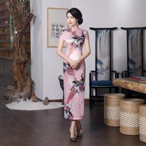 Robe Chinoise  à Fleurs Rose / S