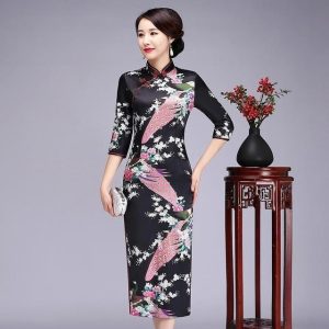 Robe Chinoise  Élégante Noir / S