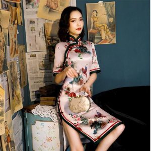 Robe Chinoise  Motifs Fleurs