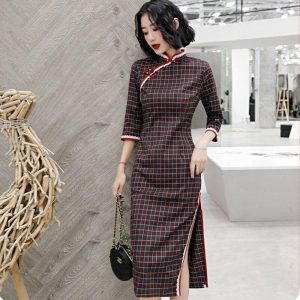 Robe Chinoise  Tartan Rouge / S