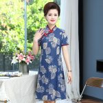 Robe Chinoise Décontractée Couleur Bleu