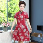 Robe Chinoise Décontractée Couleur Rouge