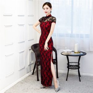 Robe Chinoise Dentelle Noire