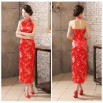 Robe Chinoise Dos Nu Zippée Coupe Longue Fendue Colorée