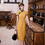 Robe Chinoise Jaune Moutarde