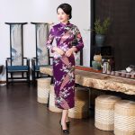 Robe Chinoise Longue Femme Violette à Motif