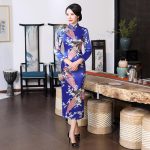 Robe Chinoise Longue Femme Bleu Foncé