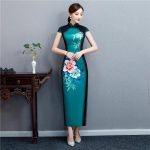 Robe Chinoise  Qipao Long Vert / XXL