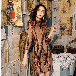 Robe Chinoise Marron classe