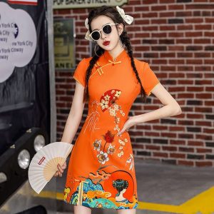 Robe Chinoise Orange