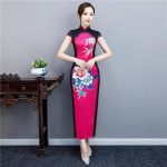 Robe Chinoise  Qipao Long Rose / 4XL