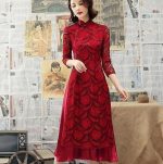 Robe Chinoise Tunique Traditionnelle roug