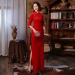 Robe Chinoise Rouge Fendue