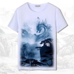 T-shirt Chinois  Dragon Bleu XXL