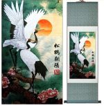 Tableau Chinois  Grues Majestueuses 100cmx30cm