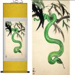 Tableau Chinois  Serpent 140cmx45cm / Fond Jaune