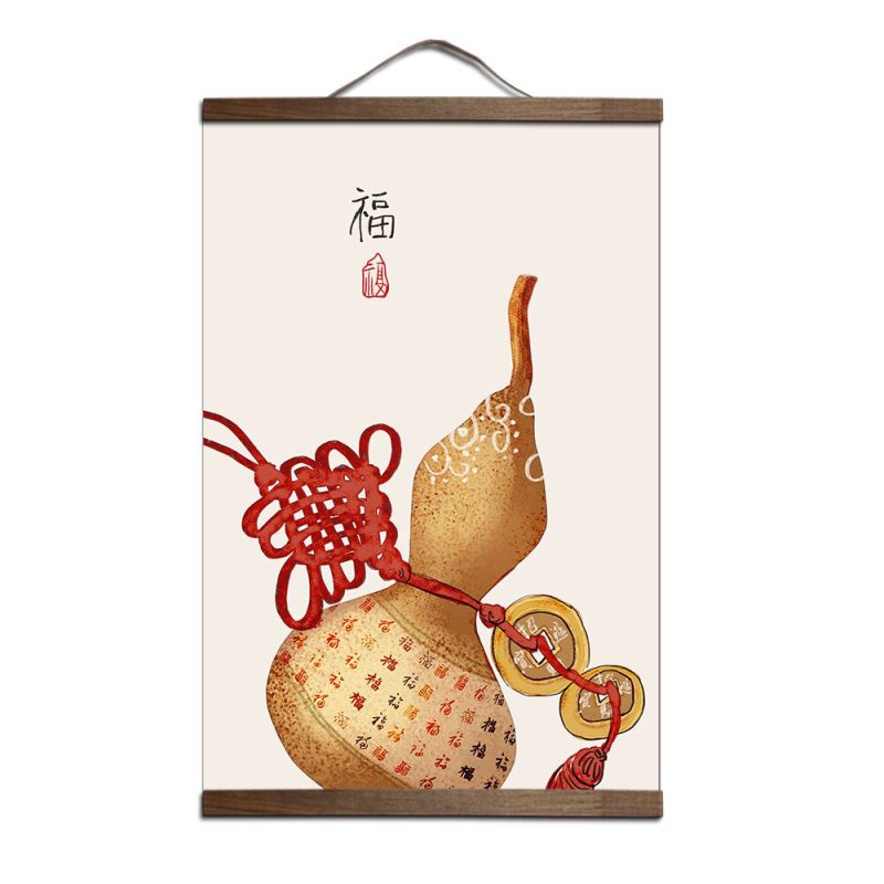 Tableau Chinois Décoration Décoration Murale Bambou Coton À Suspendre