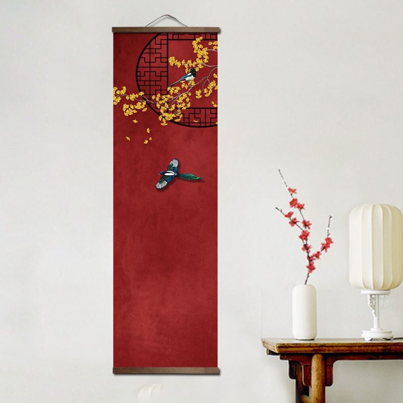 Tableau Chinois Rouge Peinture Sur Toile À Suspendre