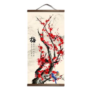 Tableau Fleurs Chinois Toile Murale Avec Impression figurative Et Contemporaine À L'Encre