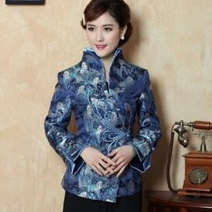 Veste Chinoise Femme  Bleue M