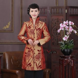 Veste Chinoise Femme  Chrysanthème Orange / XXL