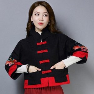 Veste Chinoise Femme  Courte Noir / L