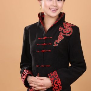 Veste Chinoise Femme  Noire et Rouge