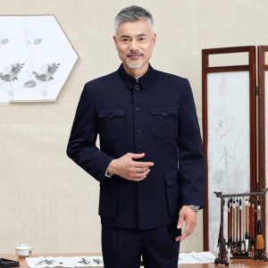 Veste Chinoise Homme  Costume Mao Navy / XXXL